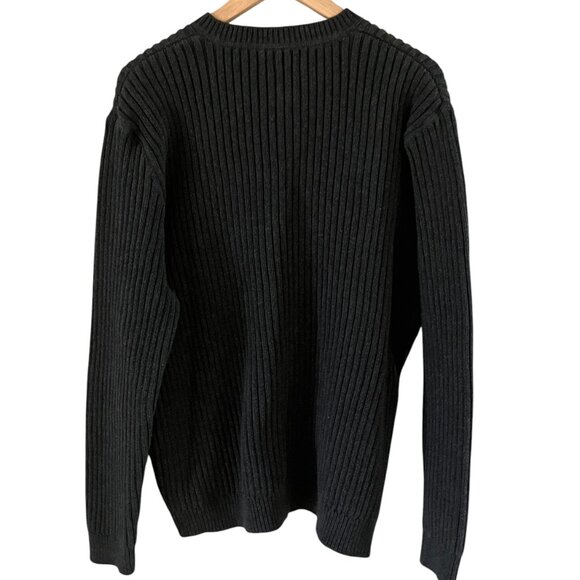 Eddie Bauer Sweater Mens L V-Neck Charcoal Gray Ribbed Heavyweight Australian - Picture 2 of 10